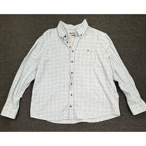 Johnnie-O Hangin' Out Shirt Mens 2XL Blue Plaid Button Front Long Sleeve Casual